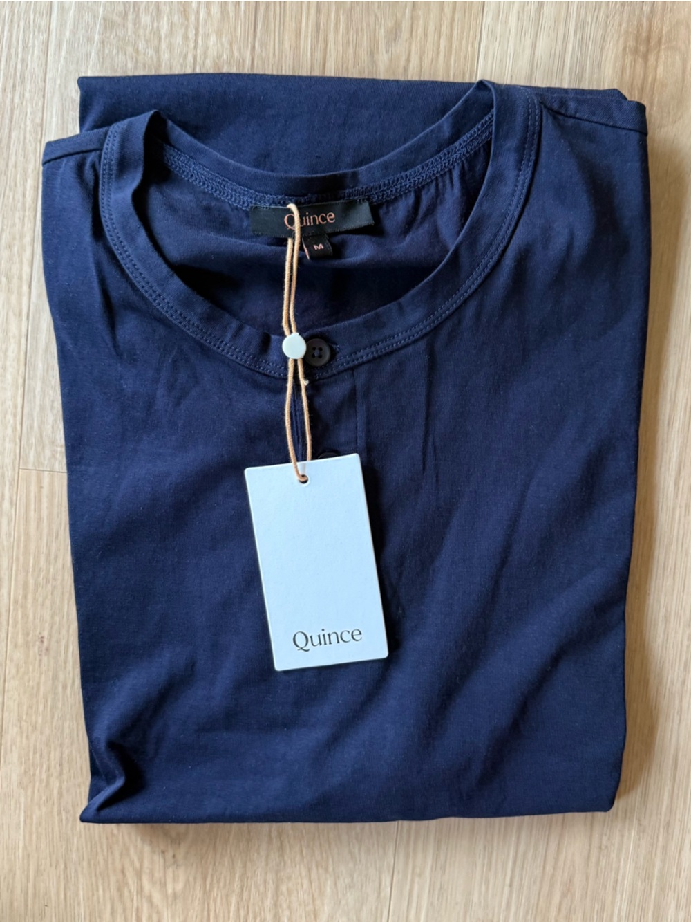 Quince Mens 100% Pima Cotton Henley Deep Navy Sz M NEW